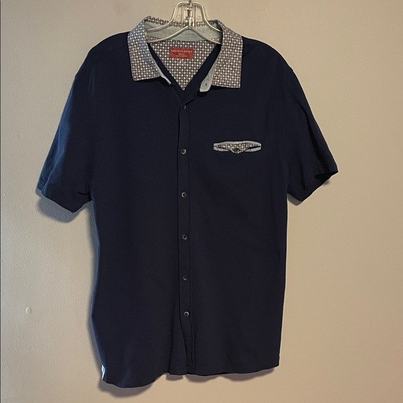 Saks Fifth Avenue Blue and White Button Down Polo Size Large - Picture 1 of 6